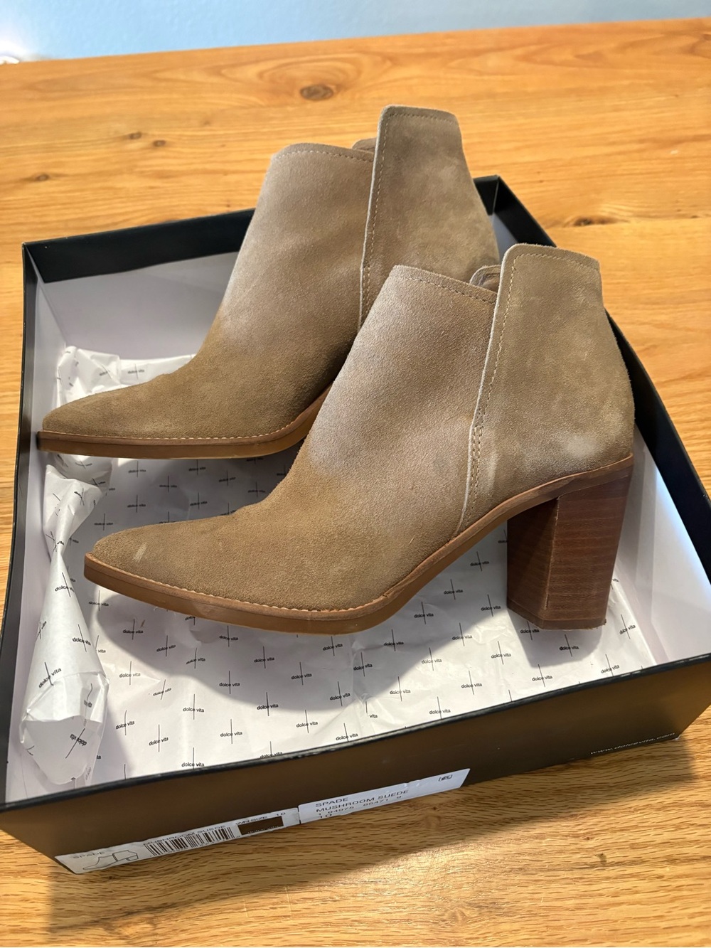 Dolce Vita Taupe Suede Pointed Ankle Booties